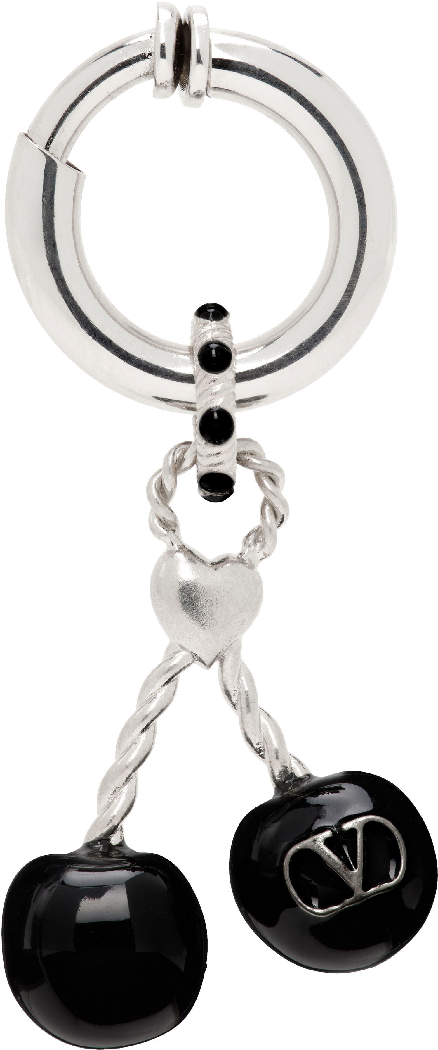 Náušnice Valentino Valentino Garavani Chez Valentino Silver-Tone & Black Onyx Cherry Clip-On Single Earring Metalická | 7Y2J0AK1MJP, 0
