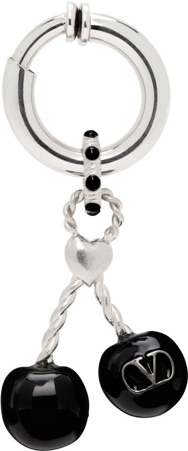 Náušnice Valentino Valentino Garavani Chez Valentino Silver-Tone & Black Onyx Cherry Clip-On Single Earring Metalická | 7Y2J0AK1MJP, 0