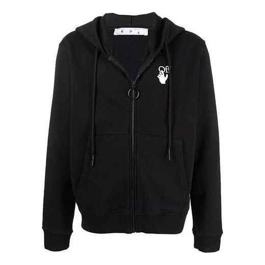 Mikina Off-White Off-White FW21 Logo Zip Hoodie Čierna | OMBE001F21FLE0041084