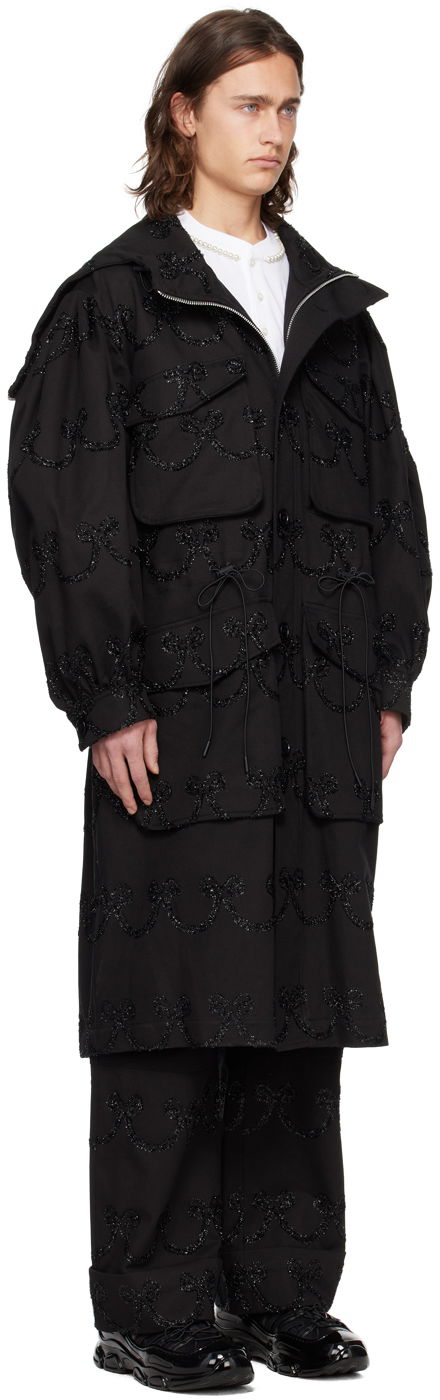 Kabáty Simone Rocha Simone Rocha Embroidered Denim Coat Čierna | 2048 1062, 1
