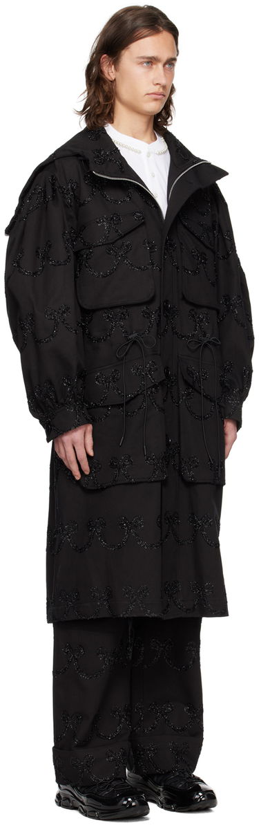 Kabáty Simone Rocha Simone Rocha Embroidered Denim Coat Čierna | 2048 1062, 1