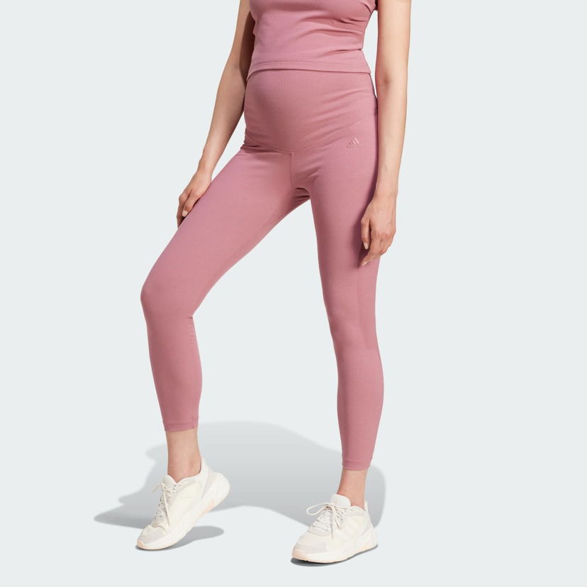 Legíny adidas Performance Ribbed High-Waist 7/8 (těhotenské) Vínová | IZ4680