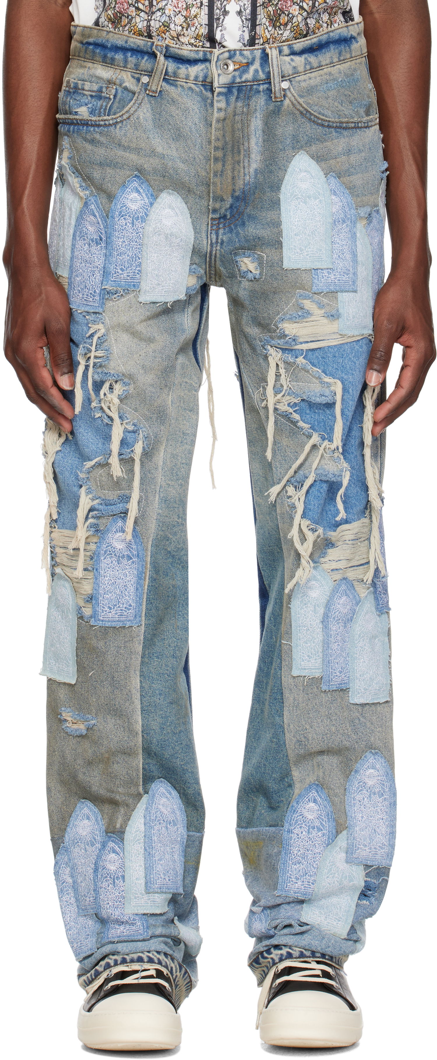 Džínsy Who Decides War Who Decides War Patched Arch Repaired Blowout Jeans Modrá | 1120970009SS25, 0