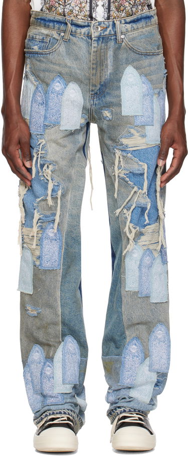 Džínsy Who Decides War Who Decides War Patched Arch Repaired Blowout Jeans Modrá | 1120970009SS25, 0