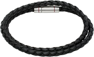 Náramok BOSS HUGO Double Braided Leather Cuff Bracelet Čierna | 50532309, 2
