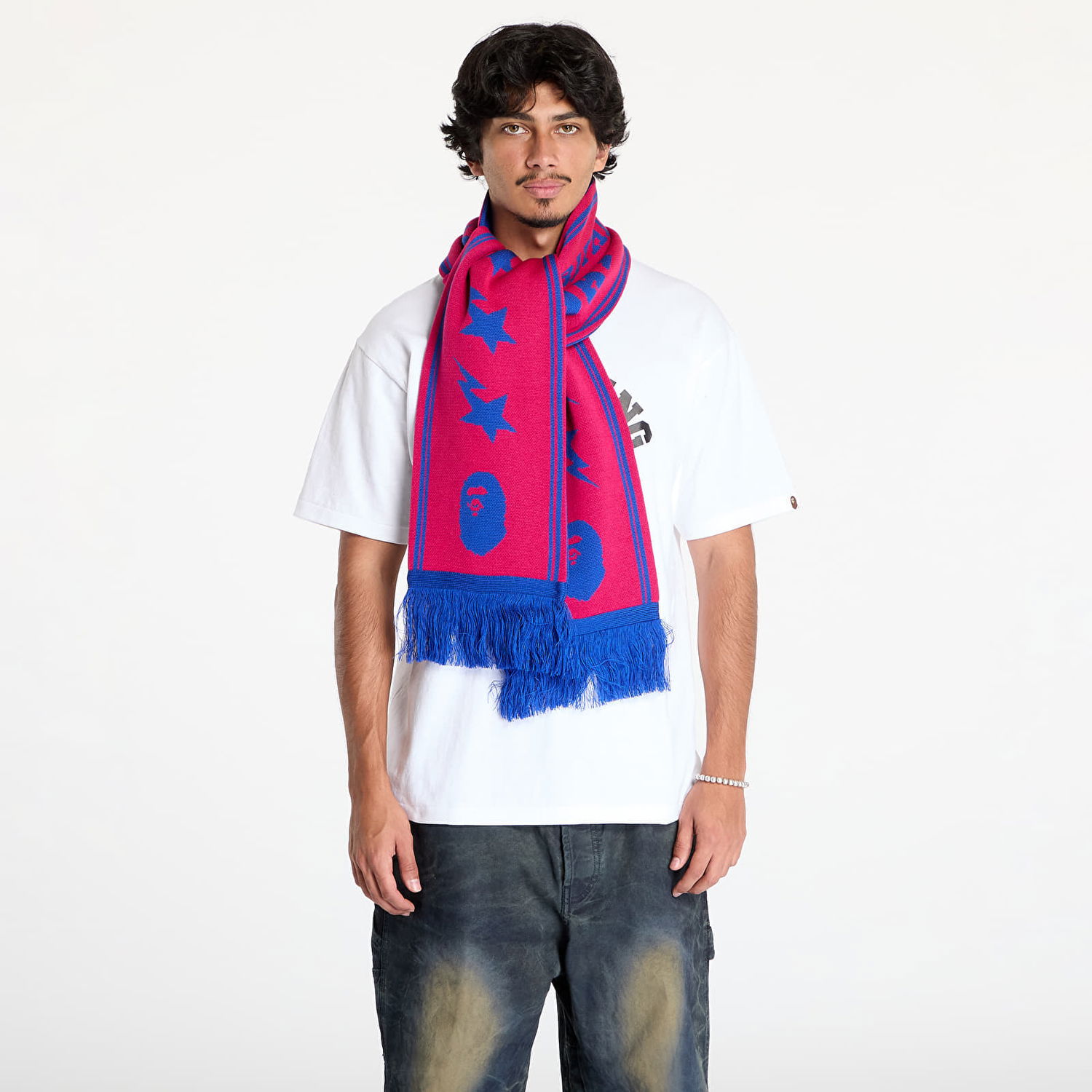 Šál BAPE Jacquard Bape Logo Long Scarf Ružová | 001GDK801011M PNK, 0