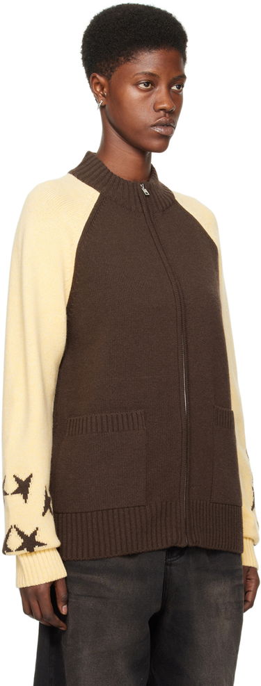 Sveter We11done We11done Zip-Up Star-Intarsia Cardigan Hnedá | WD-KJ0-24-620-U-BR, 1