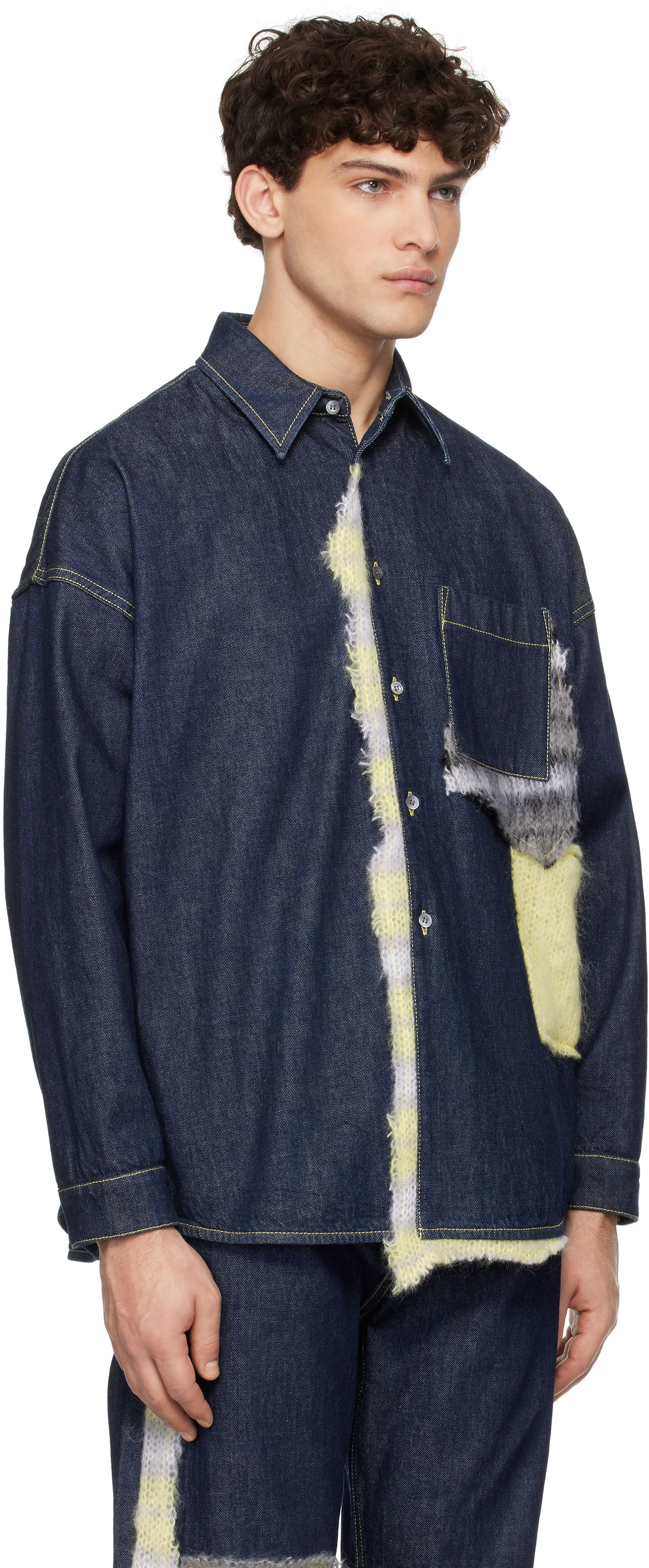 Košeľa Marni Marni Wool Patched Denim Shirt Modrá | CUJU0061LX USCX27, 1