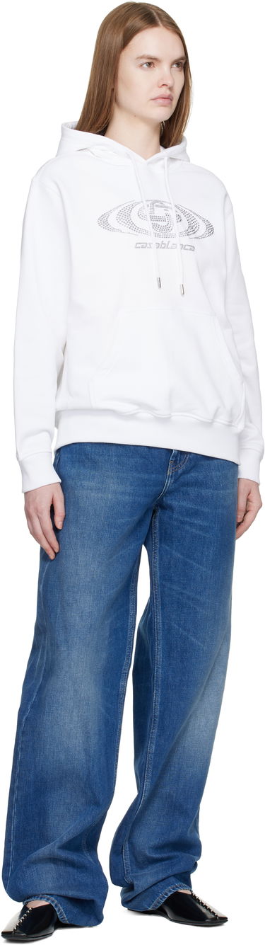 Mikina Casablanca Crystal Warped Logo Hoodie Biela | W-SP26-JTP-362-01, 3