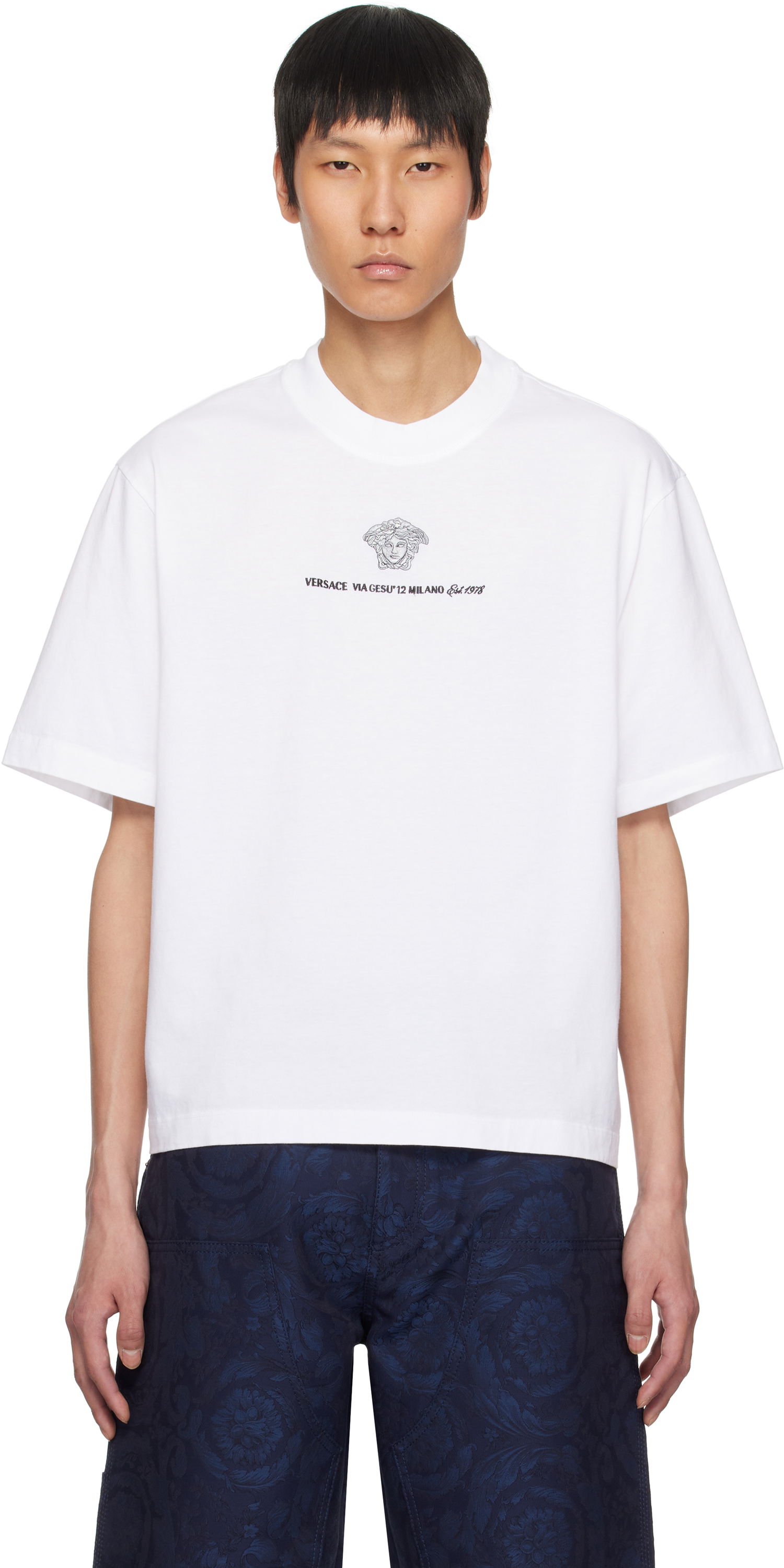 Tričko Versace Versace Embroidered Medusa Milano T-Shirt Biela | 1015738_1A11054, 0