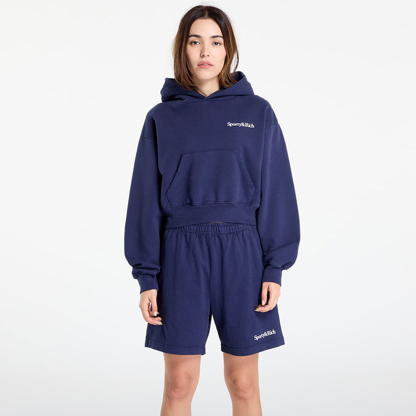 Mikina Sporty & Rich Health is Wealth Cropped Hoodie Dark Navy Navy | ST074602006BL106