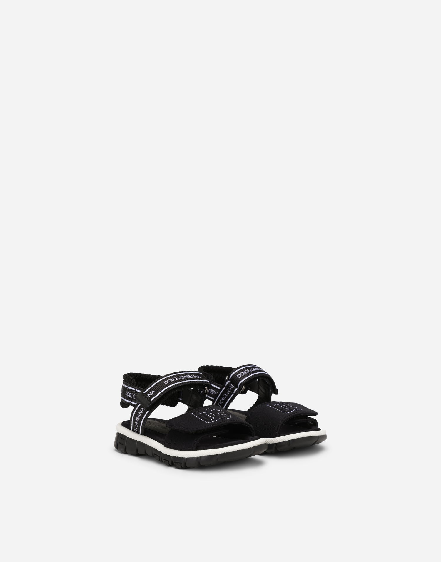 Tenisky a topánky Dolce & Gabbana Technical Fabric Sandals With Dg Logo For First Steps (19-26) Čierna | DL0068AY2338B939, 1