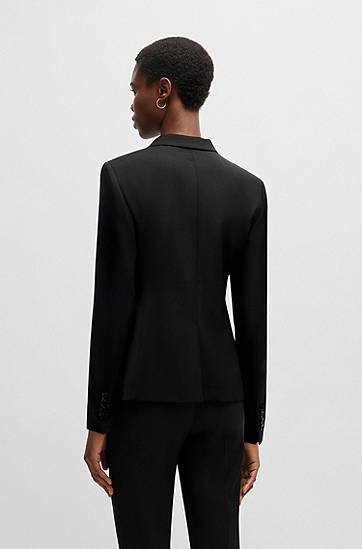 Bunda BOSS Regular-Fit Virgin Wool Blazer Čierna | 50490035, 1