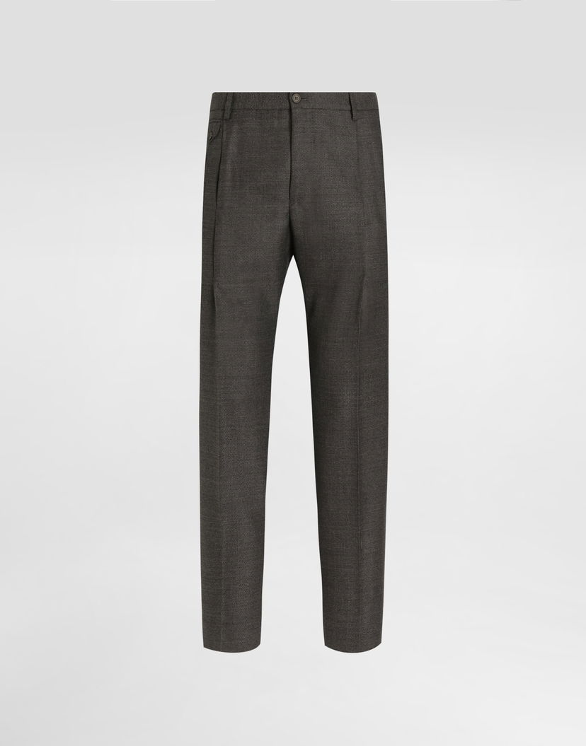 Nohavice Dolce & Gabbana Pleated Wool Trousers Šedá | GV4EETFU25ES8290