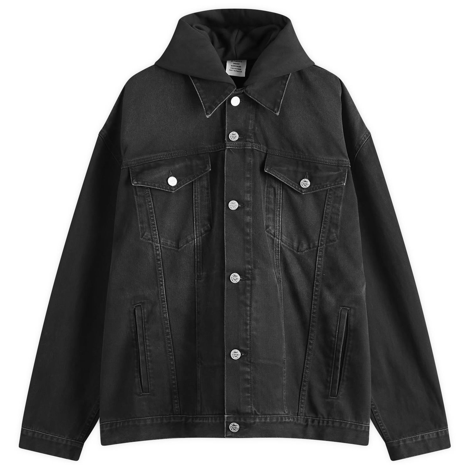 Bunda VETEMENTS Vetements 3D Logo Hooded Denim Jacket, Size Large Čierna | UA66JA500B, 0