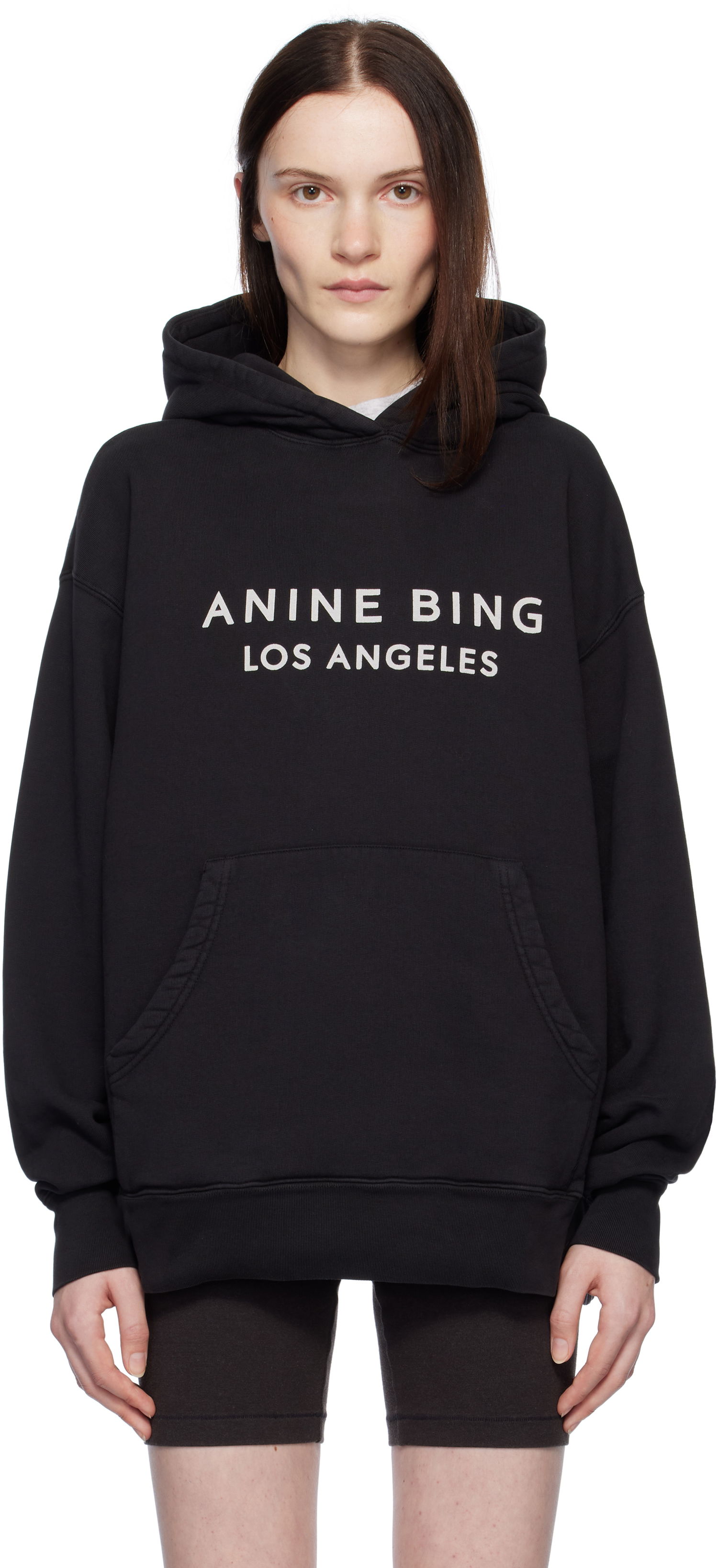 Mikina Anine Bing Alto Los Angeles Logo Hoodie Čierna | A-08-10291-BLK1, 0