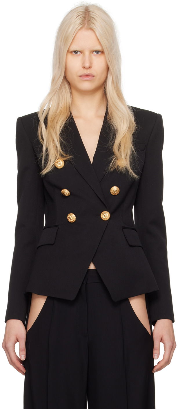 Bunda Balmain Double-Breasted Blazer Čierna | CF1SG008WB08, 0