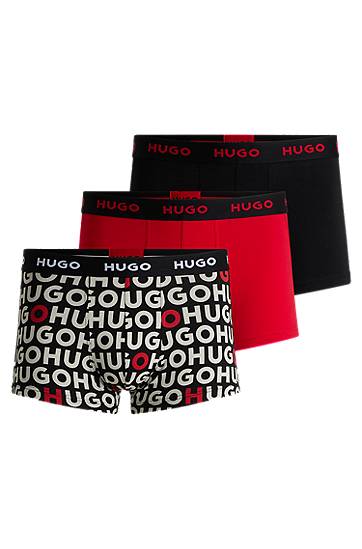 Boxerky BOSS HUGO Men's 3-Pack Stretch Cotton Trunks with Logo Waistbands Rôznofarebný | 50532550, 0