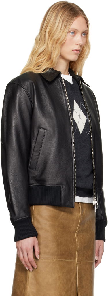 Bomber bunda AMI AMI Paris Zipped Leather Jacket Čierna | UJK078.LH0044, 1