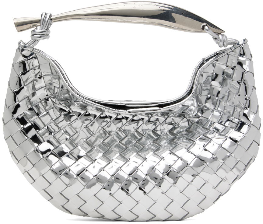 Kabelka Bottega Veneta Metallic Silver Woven Leather Shoulder Bag Metalická | 716082 V3QM2, 0