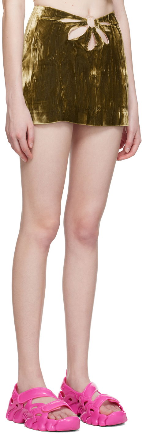 Sukňa Collina Strada Collina Strada Flower Cutout Velvet Miniskirt Zelené | XX7117 CRUSHED VELVET, 1