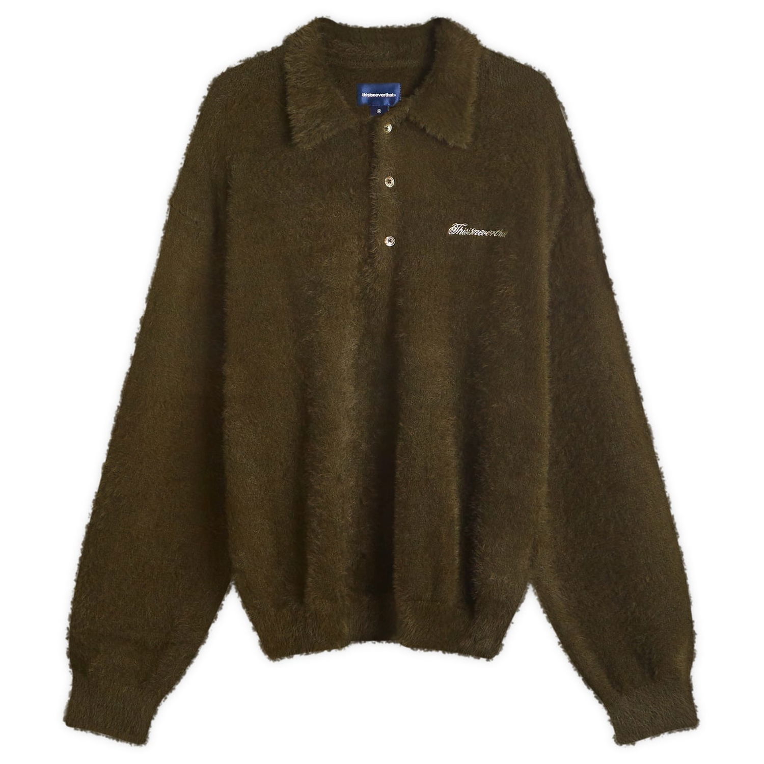 Polo tričko thisisneverthat Knit Polo Shirt Olive Zelené | TN243KKNPK08-OLIV, 0