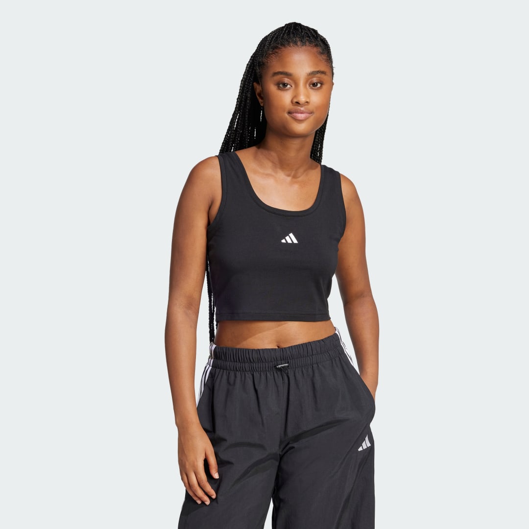 Crop Top adidas Performance Cotton Tank Top Čierna | JE1321, 0
