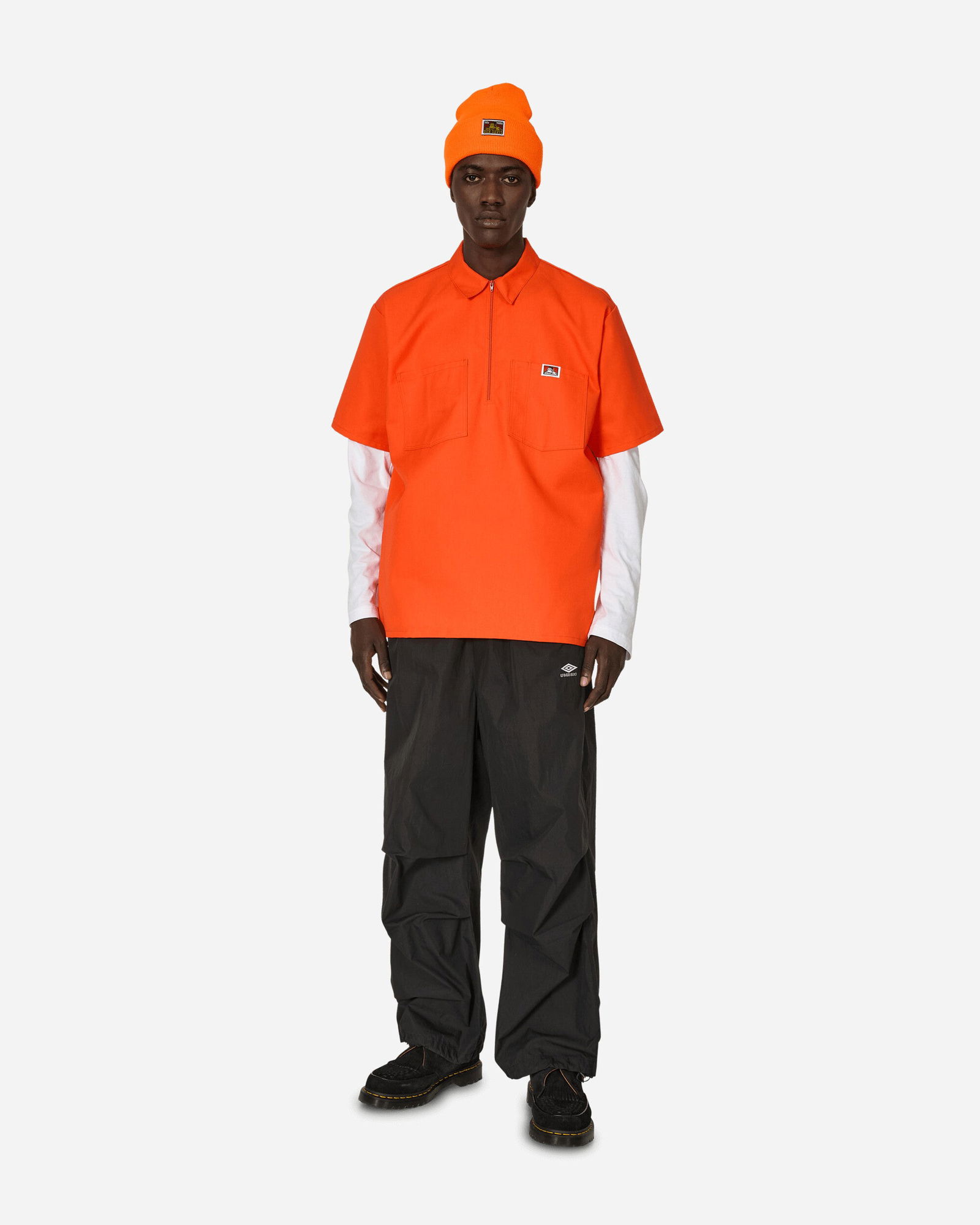 Men's Orange Half-Zip Short Sleeve Shirt