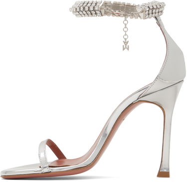Starostlivosť o obuv Amina Muaddi Amina Muaddi Iman Heeled Sandals with Rhinestone Anklet Metalická | IMAN SANDAL SR MIRROR, 2