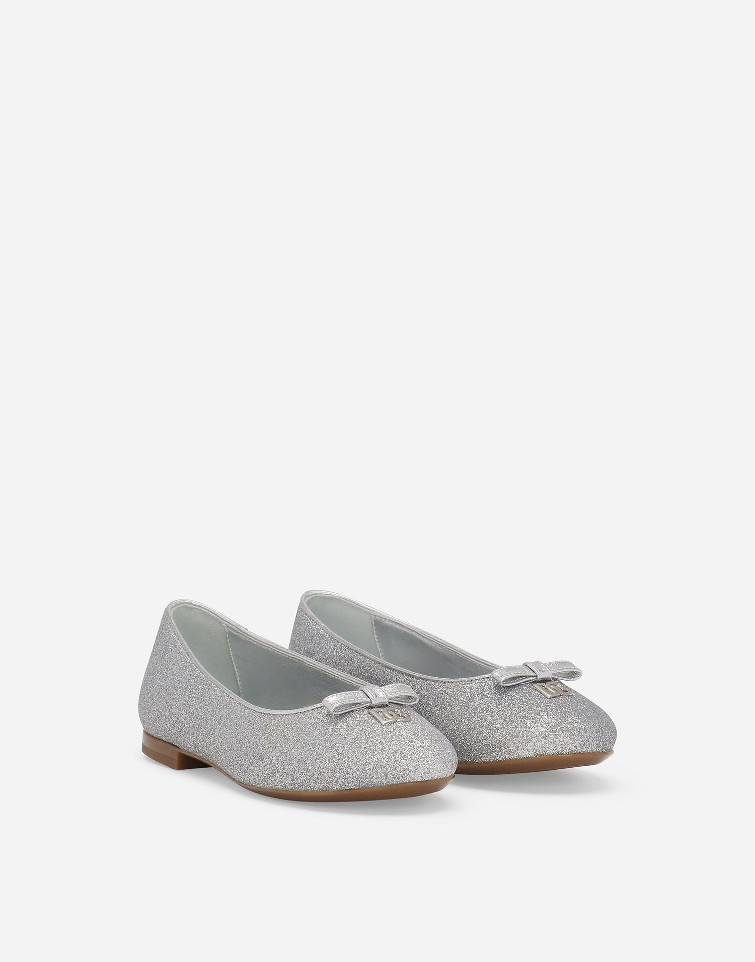 Tenisky a topánky Dolce & Gabbana Glittery Fabric Ballet Flats With Bow And Dg Logo Metalická | D11300AA74580998, 1
