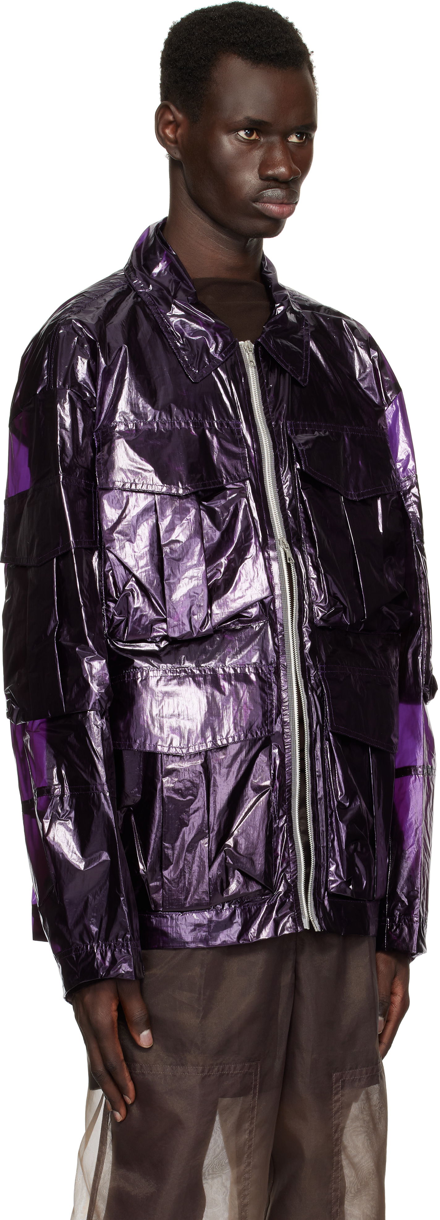 Vetrovka Dries Van Noten Dries Van Noten Overdyed Transparent Jacket Fialová | 251-020532-1258, 1