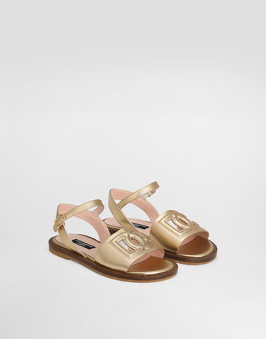Doplnky Dolce & Gabbana Dolce & Gabbana Calfskin Sandals With Cut-Out DG Logo Metalická | D11308A12538H944, 1