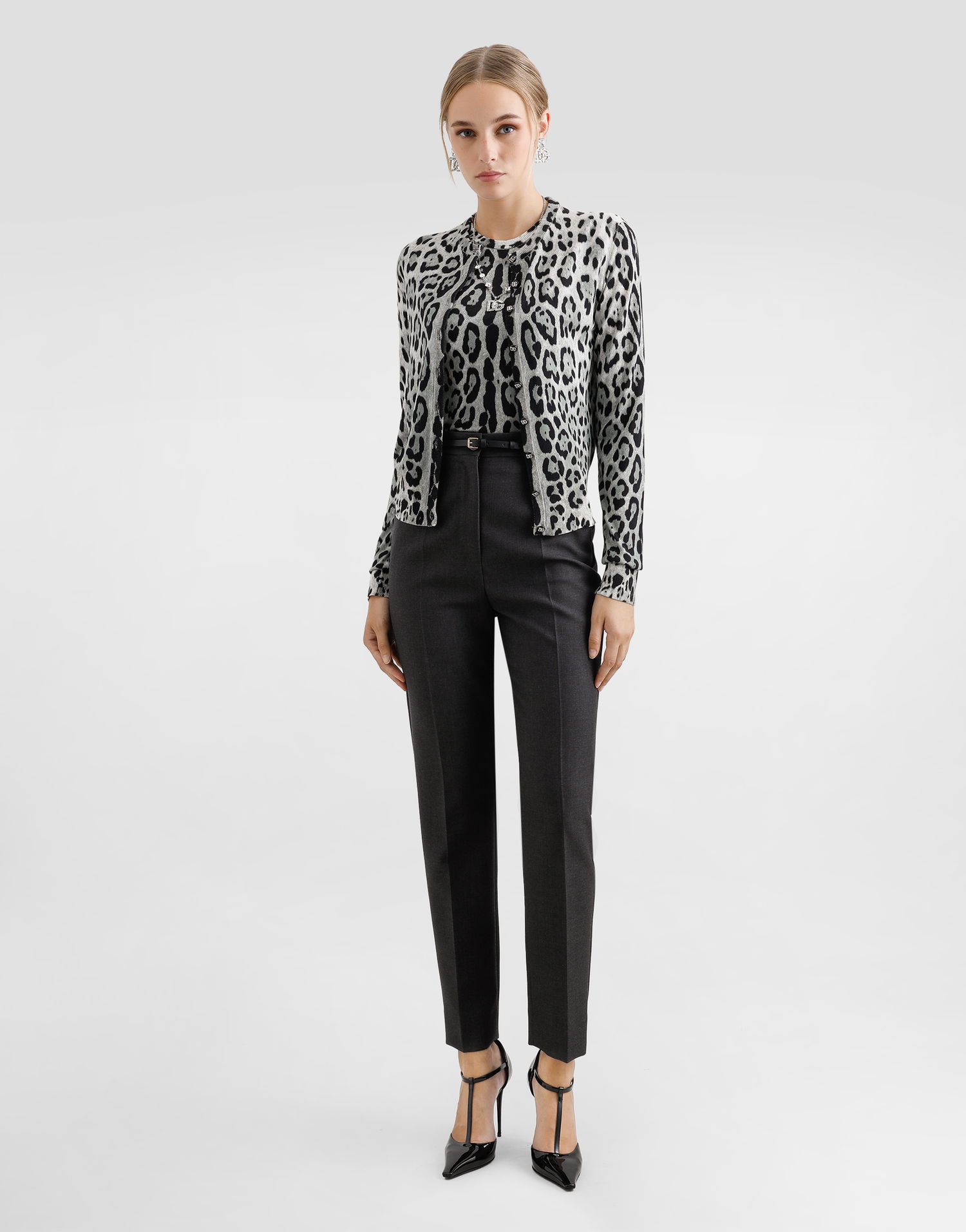 Sveter Dolce & Gabbana Dolce & Gabbana Leopard-Print Silk Cardigan Šedá | FXV07TJAHLAHI13N, 1