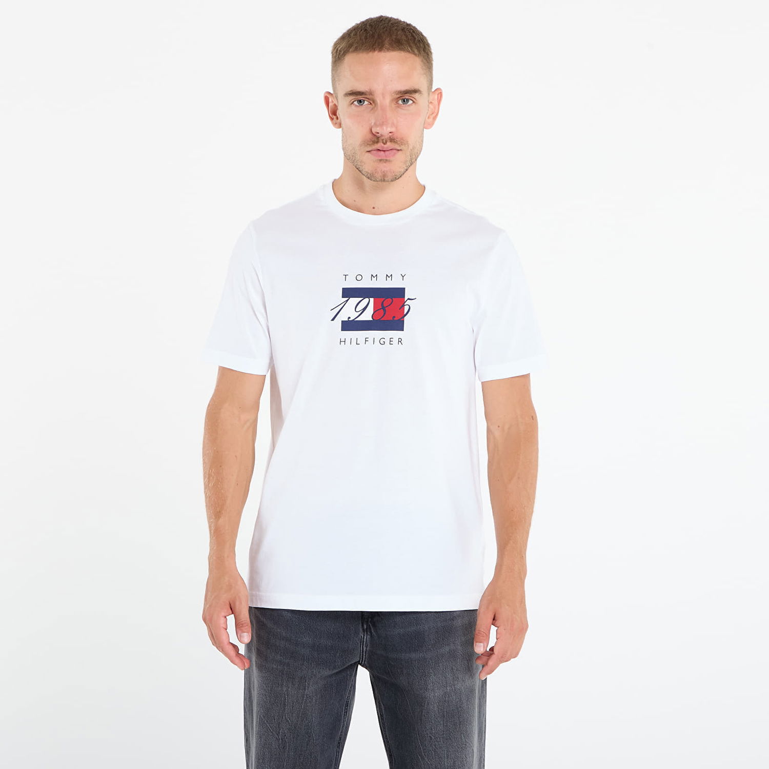 Tričko Tommy Hilfiger Tommy Hilfiger Linear Flag Graphic Tee Biela | MW0MW41338 YBR, 0