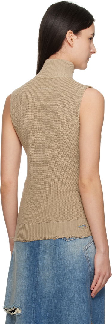 Sveter Maison Margiela MM6 Maison Margiela Eaten Knit Zip-Up Vest Béžová | S52FB0095 M13089, 2