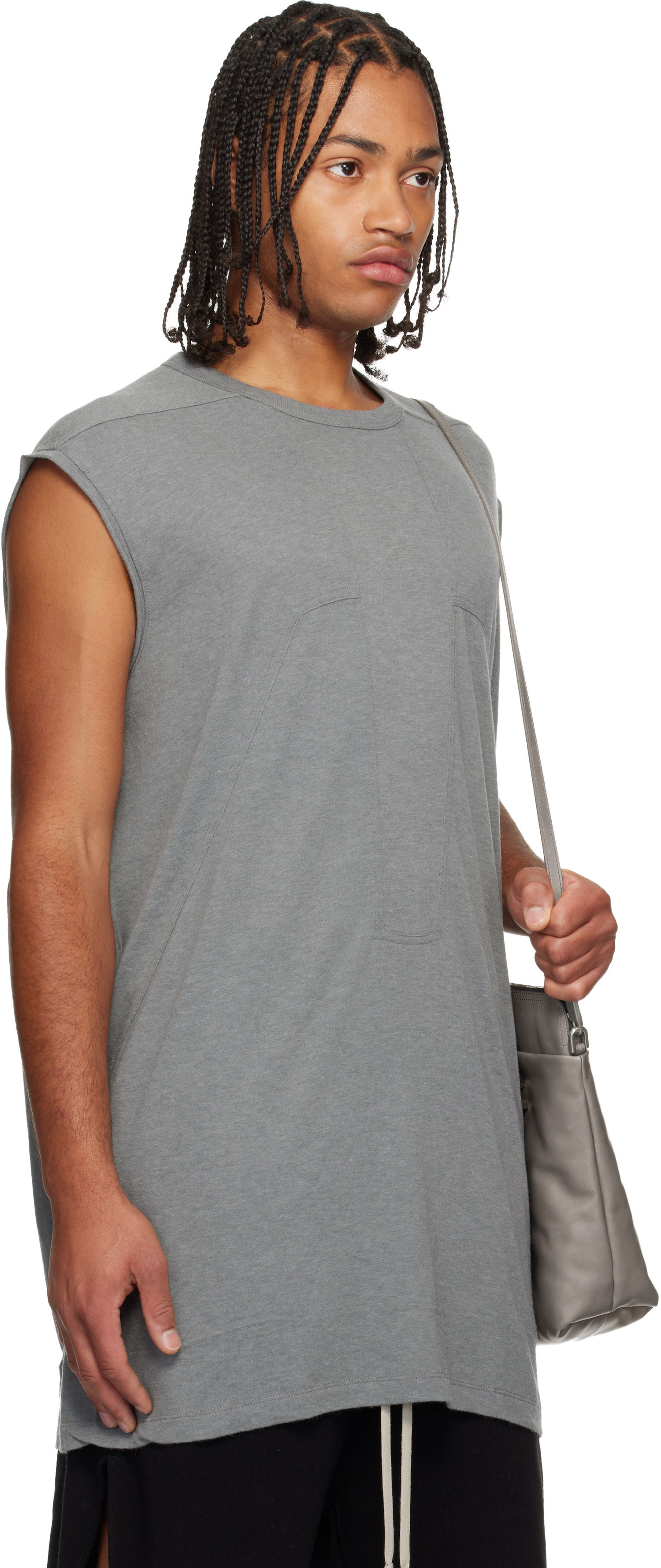 Tielko Rick Owens Concordians Splintered Tarp Paneled Sleeveless T-shirt Šedá | RU02E1168 JR, 1