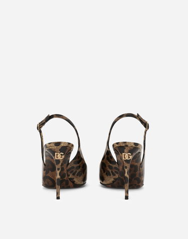 Tenisky a topánky Dolce & Gabbana Polished Calfskin Leopard Print Slingbacks Hnedá | CG0621AM568HA93M, 2