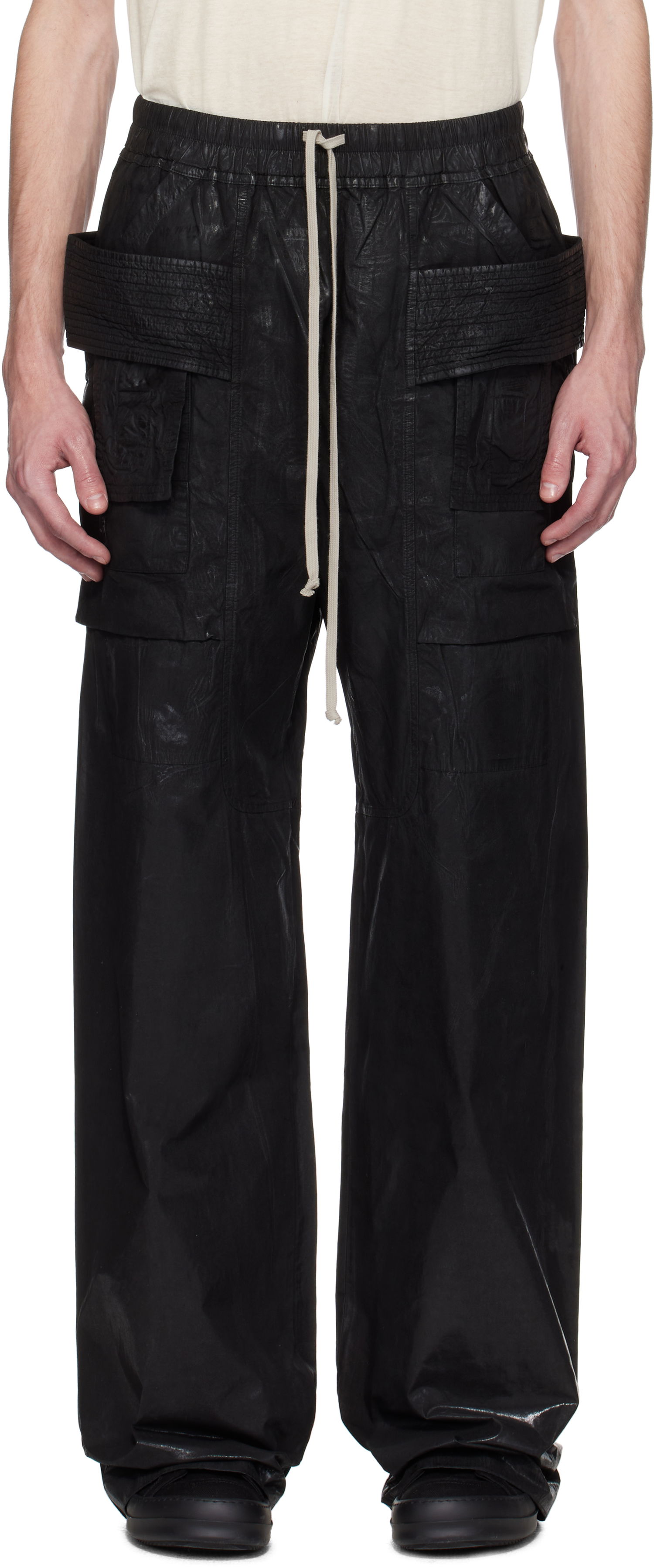 Cargo nohavice Rick Owens Rick Owens DRKSHDW Hollywood Creatch Wide Drawstring Cargo Pants Čierna | DU01E3394 PF, 0