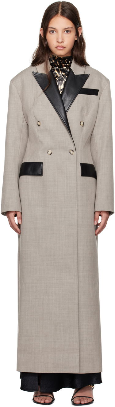 Kabáty Nanushka Nanushka Ferris Double-Breasted Long Coat Šedá | NW24FWOW36970, 0