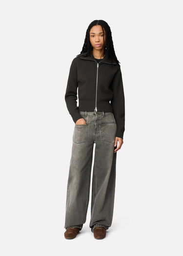 Sveter AXEL ARIGATO Verve Ribbed Collar Cropped Zip-Up Cardigan Čierna | A3703002, 4