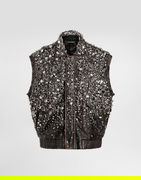 Dolce & Gabbana Vintage Leather Crystal-Embellished Vest