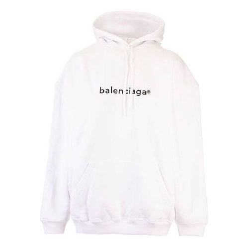 Mikina Balenciaga Logo Print Hoodie Biela | 578135TIV559040