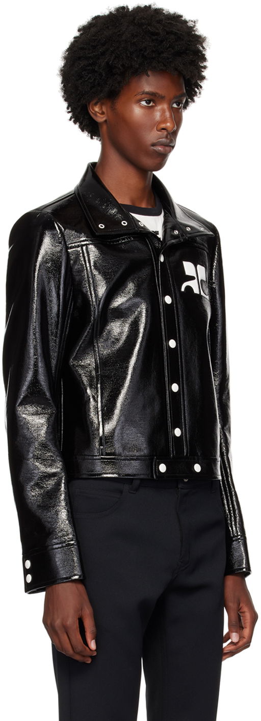 Bunda Courrèges Vinyl Cropped Jacket Čierna | PERCBL017VY0014, 1