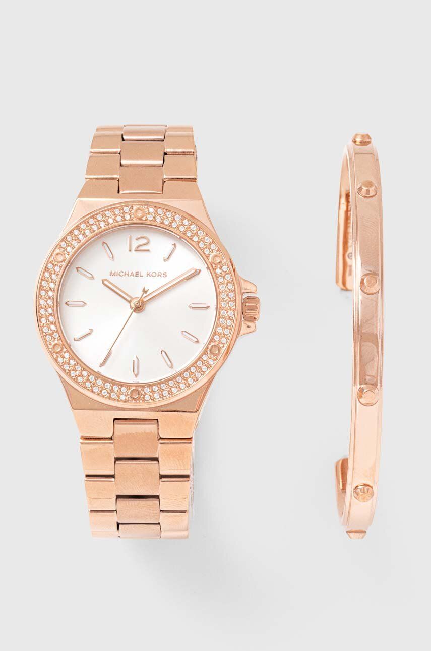 Doplnky Michael Kors Lennox Watch and Bracelet Gift Set Metalická | MK1073SET, 0
