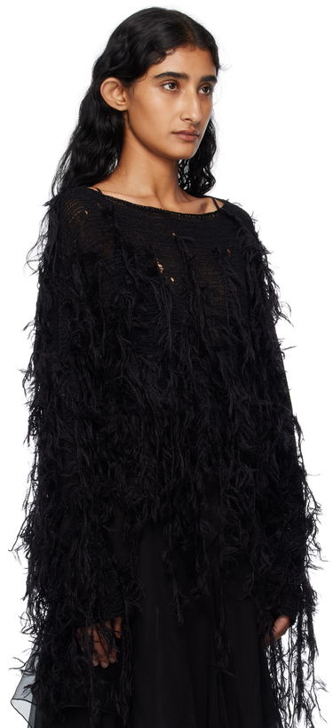 Sveter Ann Demeulemeester Ann Demeulemeester Vilta Distressed Knit Sweater Čierna | B0012850-KN064-099, 1