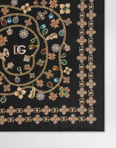 Šál Dolce & Gabbana Dolce & Gabbana 50x50 Silk Twill Jewel Print Scarf Čierna | FN093RGDDAWHN5SB, 3