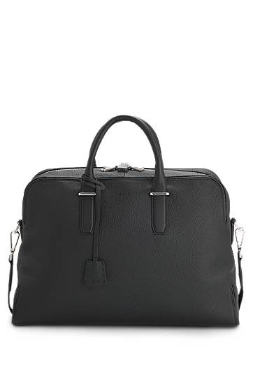 Cestovná taška BOSS Grained Leather Holdall with Logo Keyholder Čierna | 50548231, 0