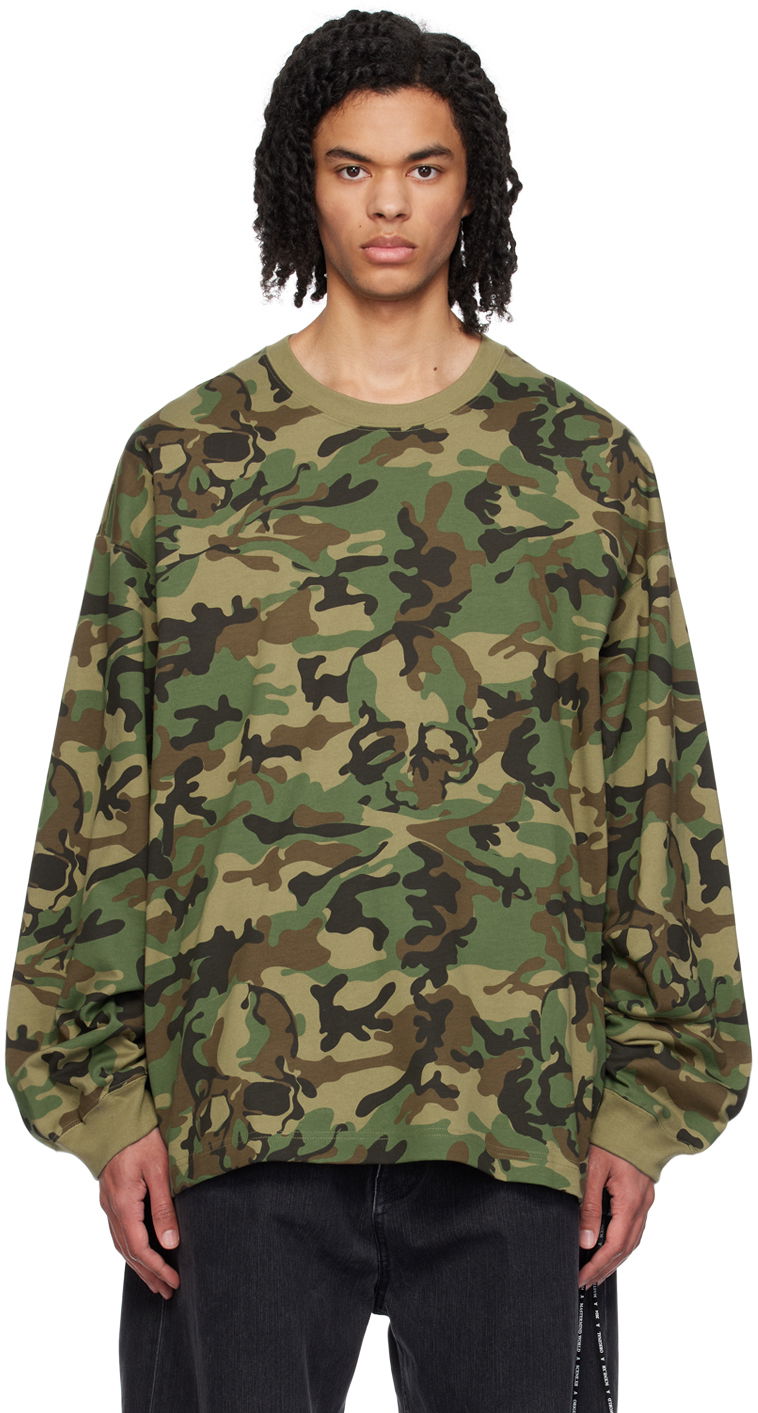 Oversized Skull Camouflage Long Sleeve T-Shirt