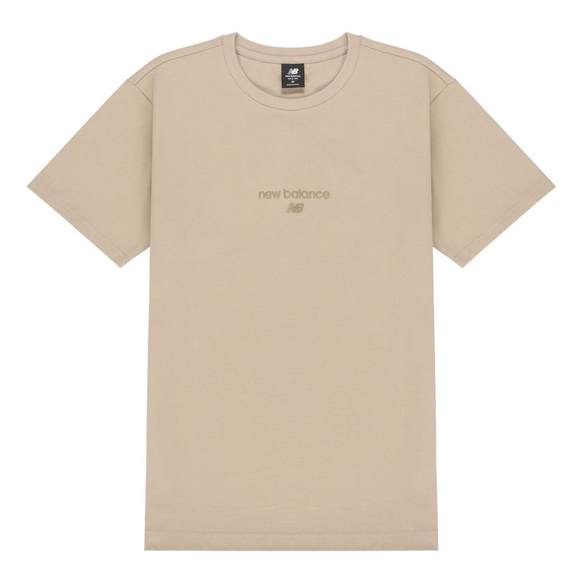 Tričko New Balance Embroidered Knit Sports Round Neck T-Shirt Béžová | AMT21548-PEB