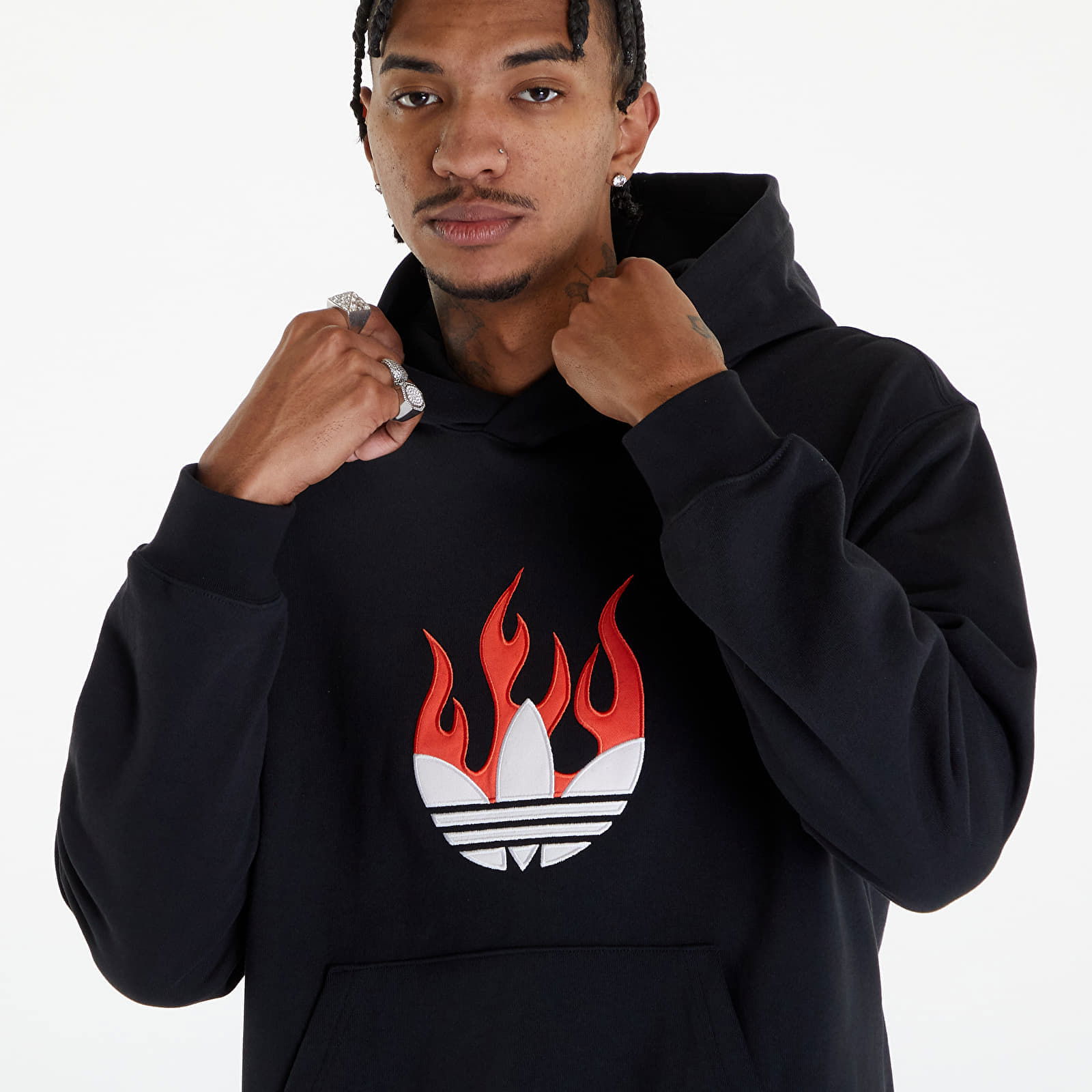 Flames Logo Hoodie Black